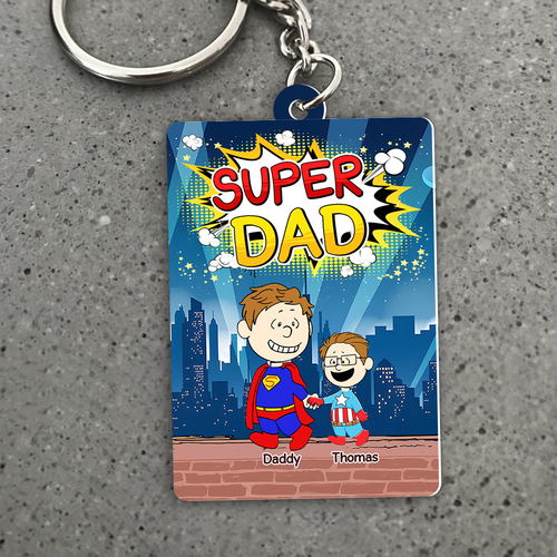 “Every Dad is a Superhero” - Personalized Keychain for Dads - Custom Gift for Father's Day, Birthday & More Keychains PopCulturePrints