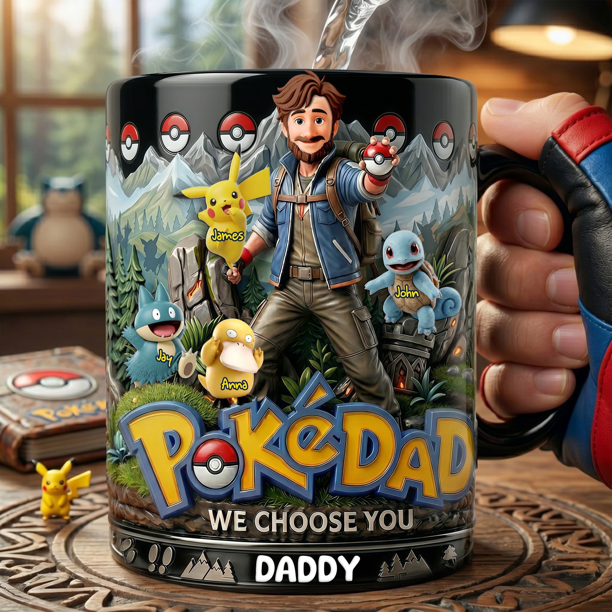 “PokéDad, We Choose You!” - Adventure Dad And Kids Magic Mug - Personalized Gift For Dads, Grandpas, and Kids Coffee Mug PopCulturePrints