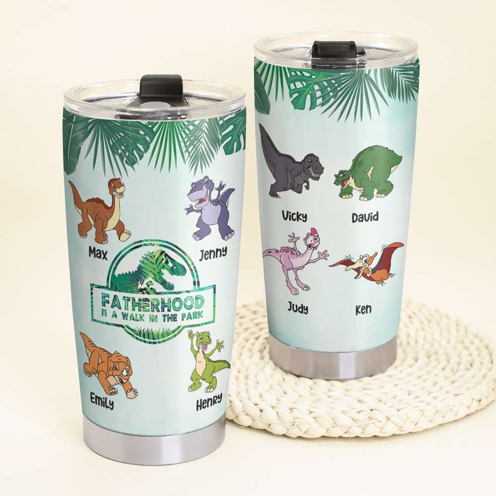 Custom Dinosaur Family Tumbler - Fatherhood Edition