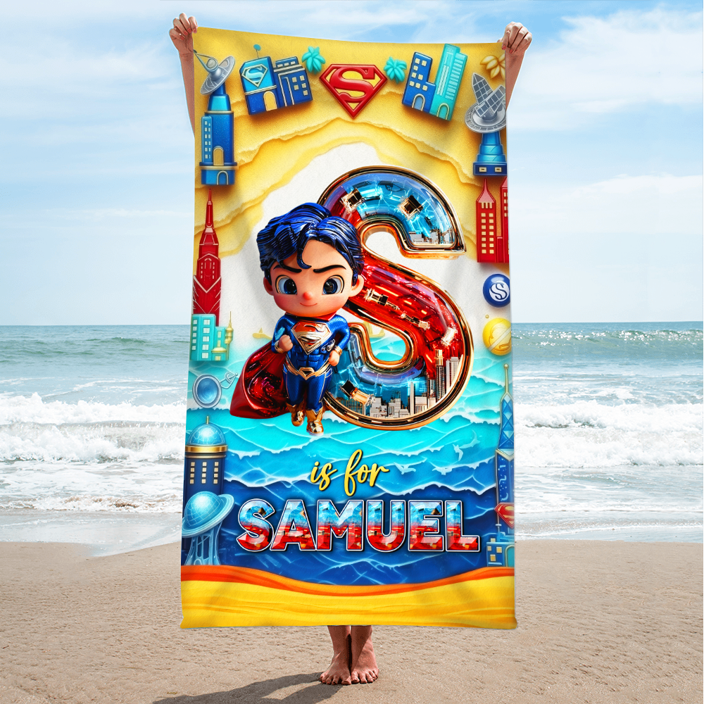 Superhero Style Personalized Beach Towel - Perfect Gift for Kids Beach Towel PopCulturePrints