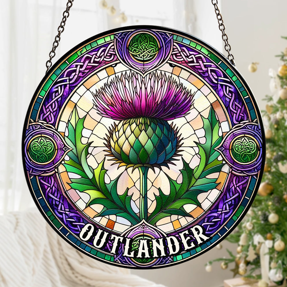 Personalized Outlander Thistle Stained Glass Suncatcher