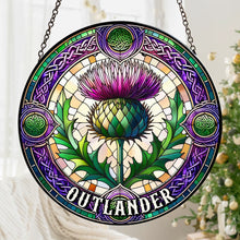 Load image into Gallery viewer, Personalized Outlander Thistle Stained Glass Suncatcher
