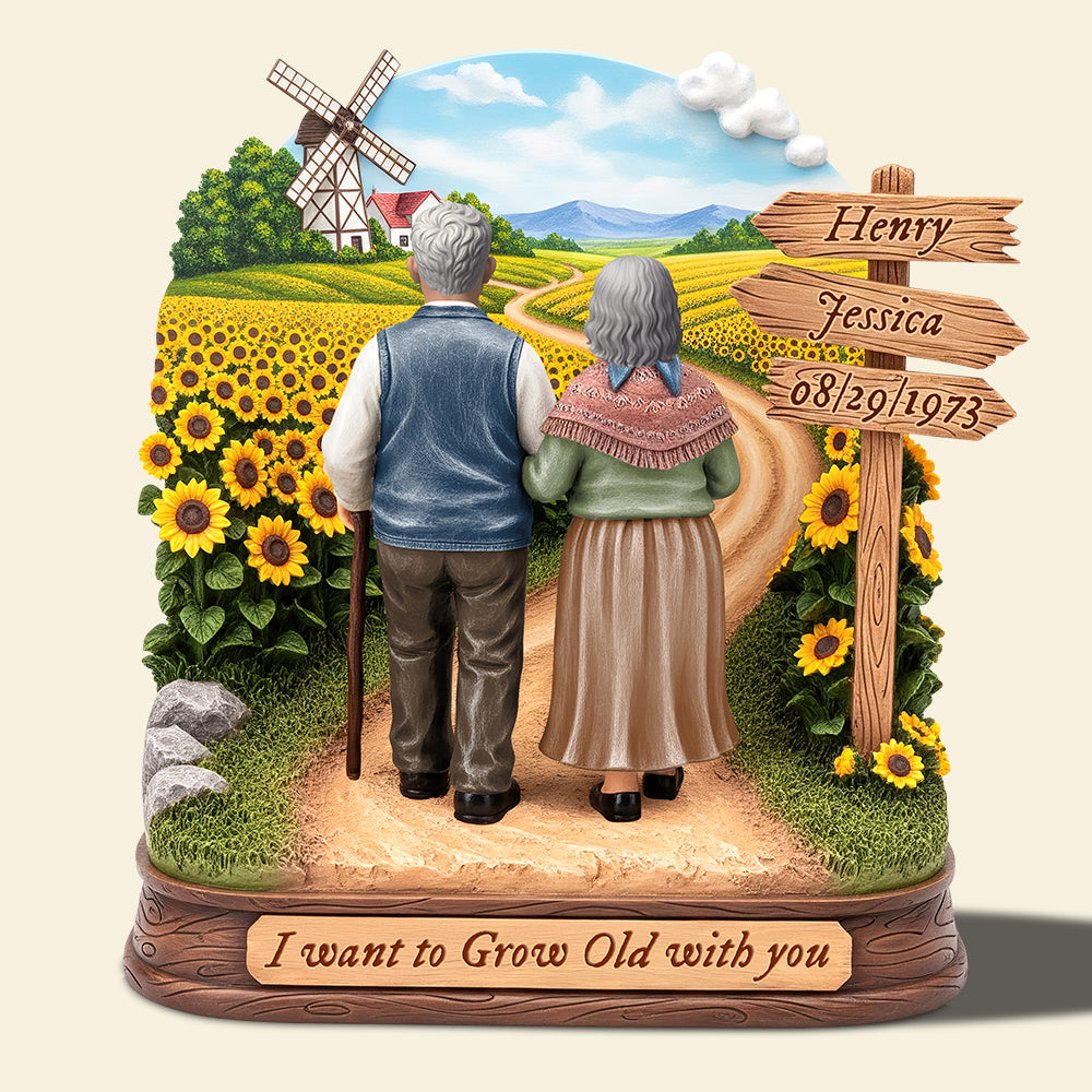 I Want to Grow Old with You - Personalized Old Couple Acrylic Plaque Shaped Plaques PopCulturePrints