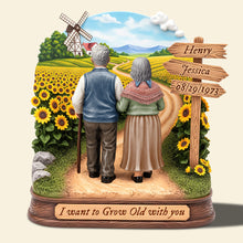 Load image into Gallery viewer, I Want to Grow Old with You - Personalized Old Couple Acrylic Plaque Shaped Plaques PopCulturePrints

