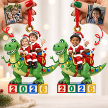 Load image into Gallery viewer, Celebrate with a Roar: Custom Photo Dinosaur Kid Ornament - Personalized Gifts for Christmas Ornament PopCulturePrints
