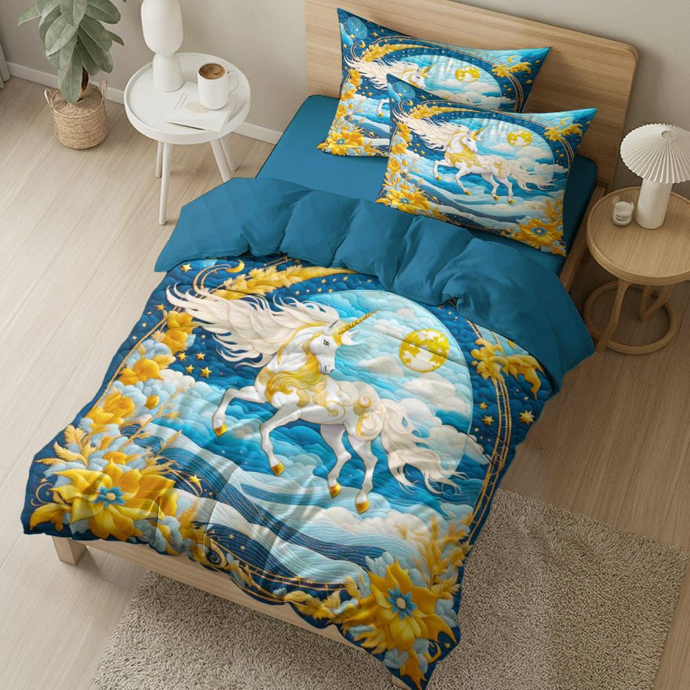 Enchanted Unicorn Lovers Quilt Bed Set Blanket PopCulturePrints