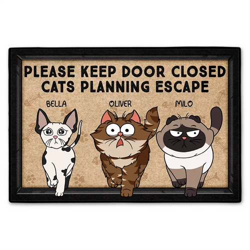 Cats Planning Escape - Personalized Doormat for Cat Lovers Doormat PopCulturePrints