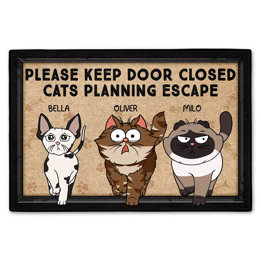 Cats Planning Escape - Personalized Doormat for Cat Lovers Doormat PopCulturePrints