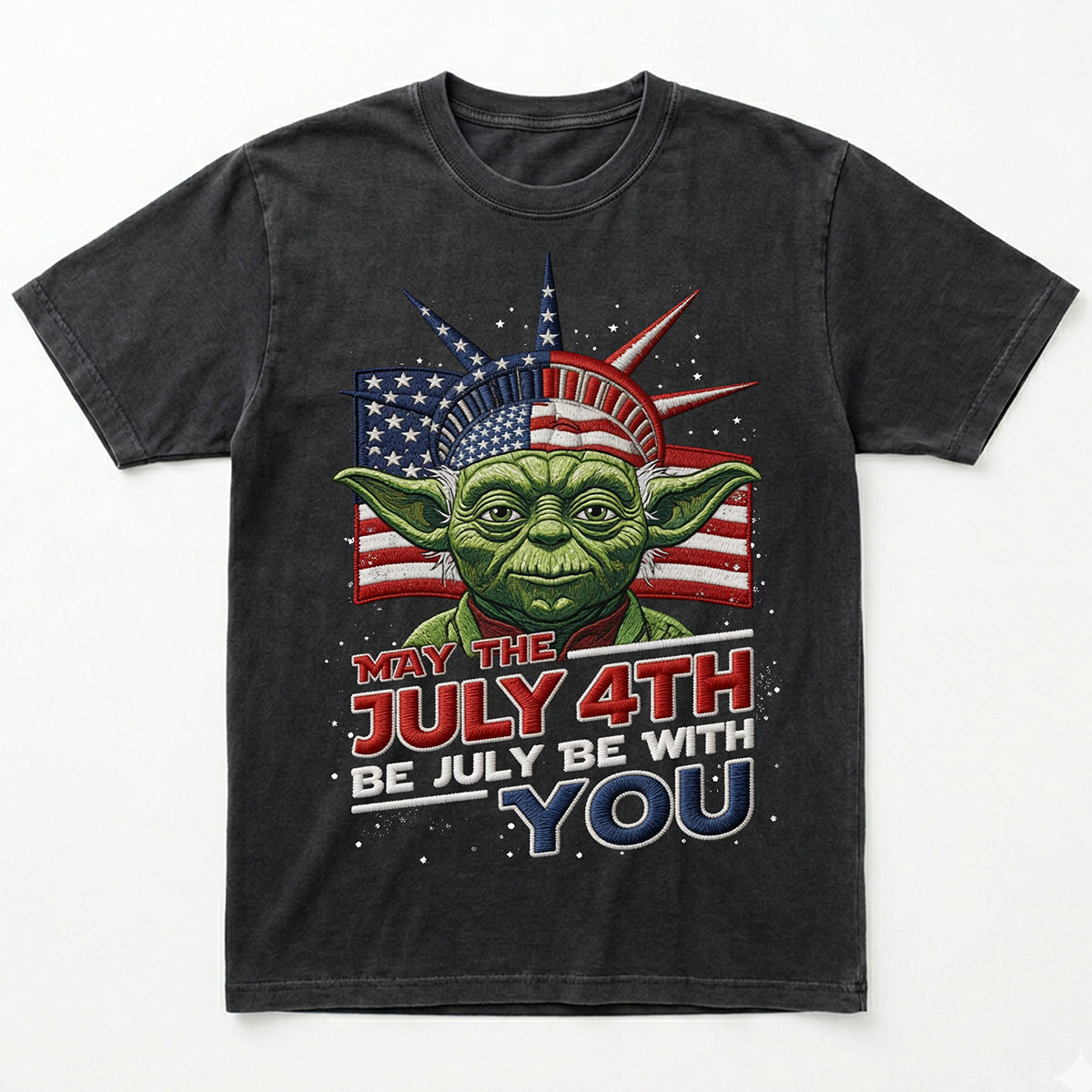 “May the July 4th Be July Be with You” - Personalized Patriotic Freedom Celebration Gift Washed Shirt