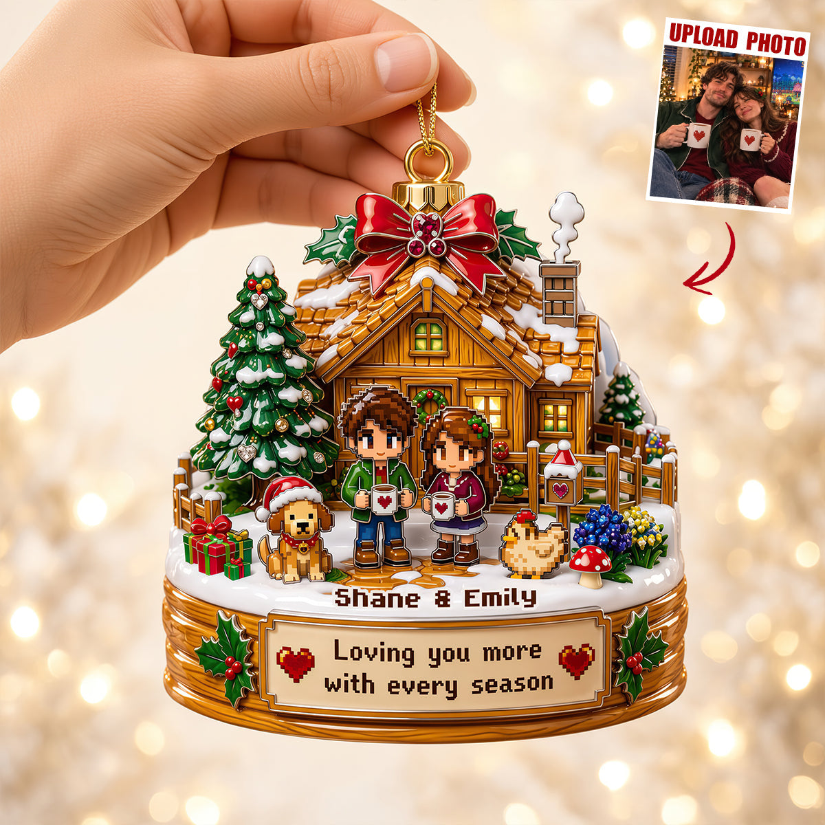 Loving You More with Every Season - Custom Photo Acrylic Ornament for Couples