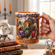 Load image into Gallery viewer, Chilling Sipping Witch Sisters Accent Mug - A Magical Personalized Gift for Witch Lovers Coffee Mug PopCulturePrints
