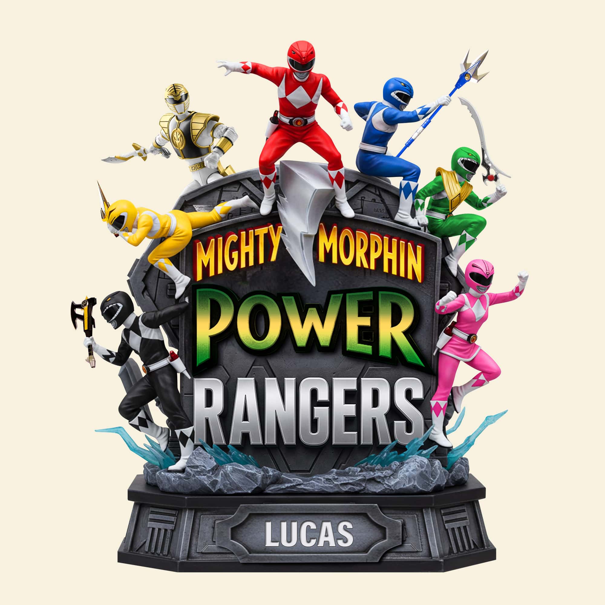 Unite Your Power Squad - Personalized Power Rangers Plaque for Movie Fans Shaped Plaques PopCulturePrints