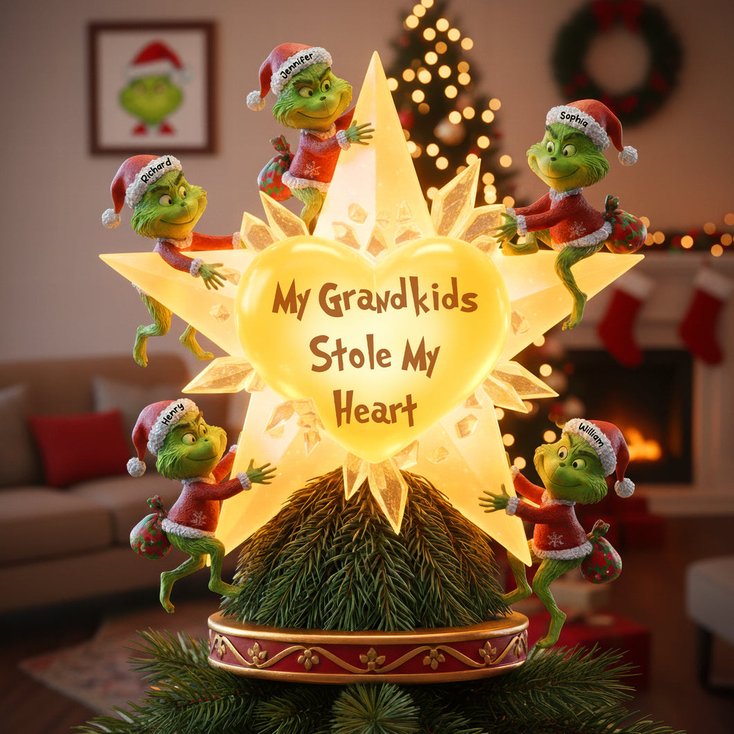 My Grandkids Stole My Heart - Personalized Funny Holiday Acrylic Christmas Tree Topper Ornament PopCulturePrints