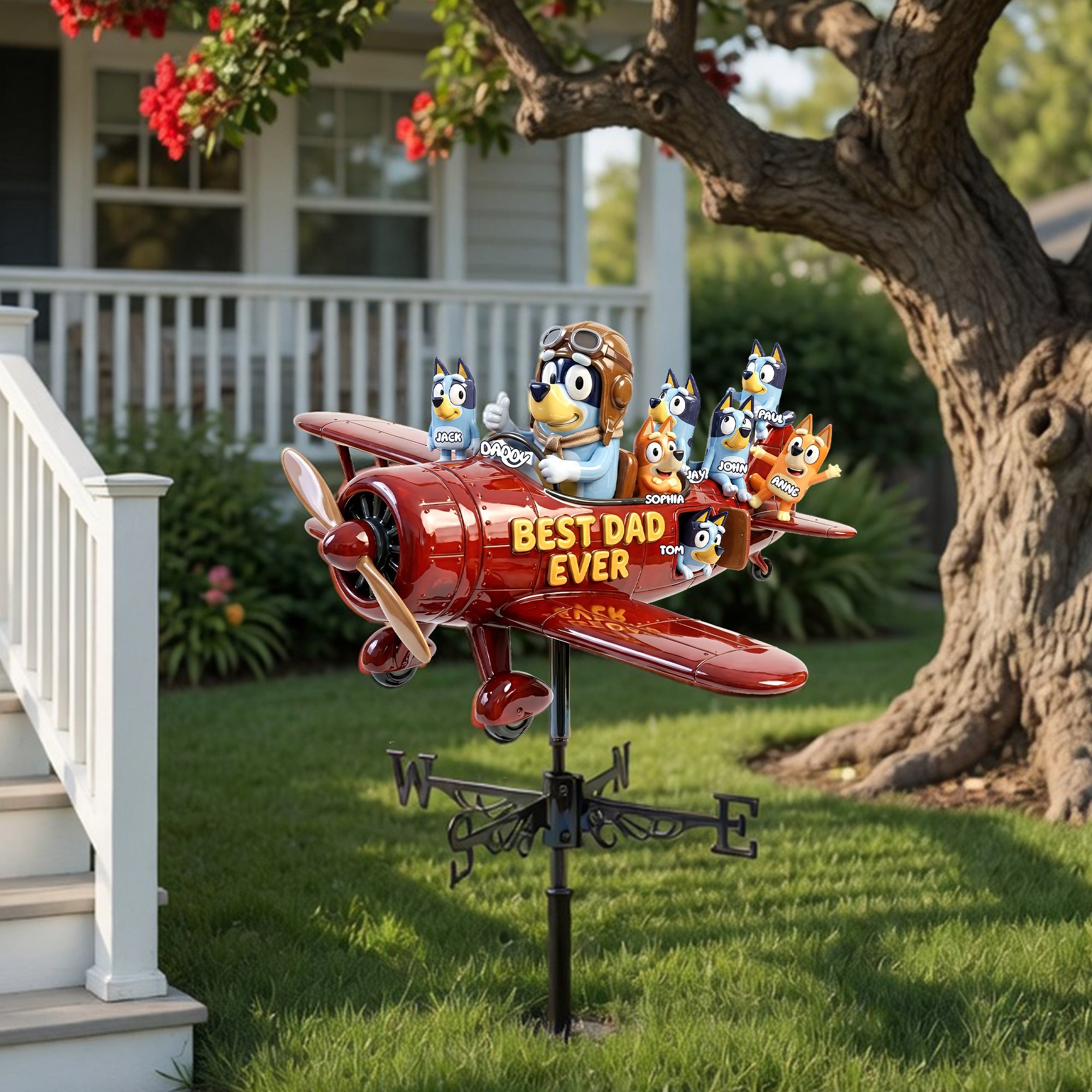 “Best Dad Ever” - Personalized Dad's Flying Crew Weather Vane - Unique Gift for Dads & Grandpas Metal Signs PopCulturePrints