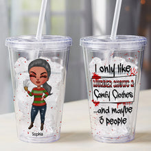 Load image into Gallery viewer, Personalized Horror Lover&#39;s Acrylic Tumbler - Murder Shows &amp; Comfy Clothes Tumbler Cup PopCulturePrints
