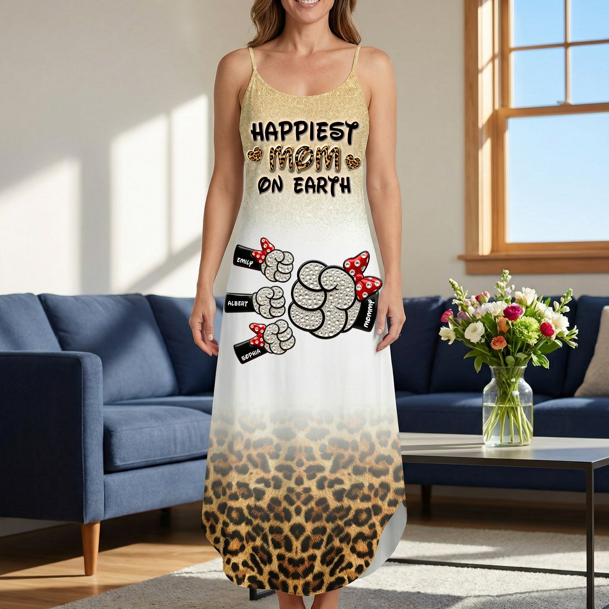 Happiest Mom On Earth - Personalized Suspender Maxi Dress for Every Amazing Mom Dress PopCulturePrints
