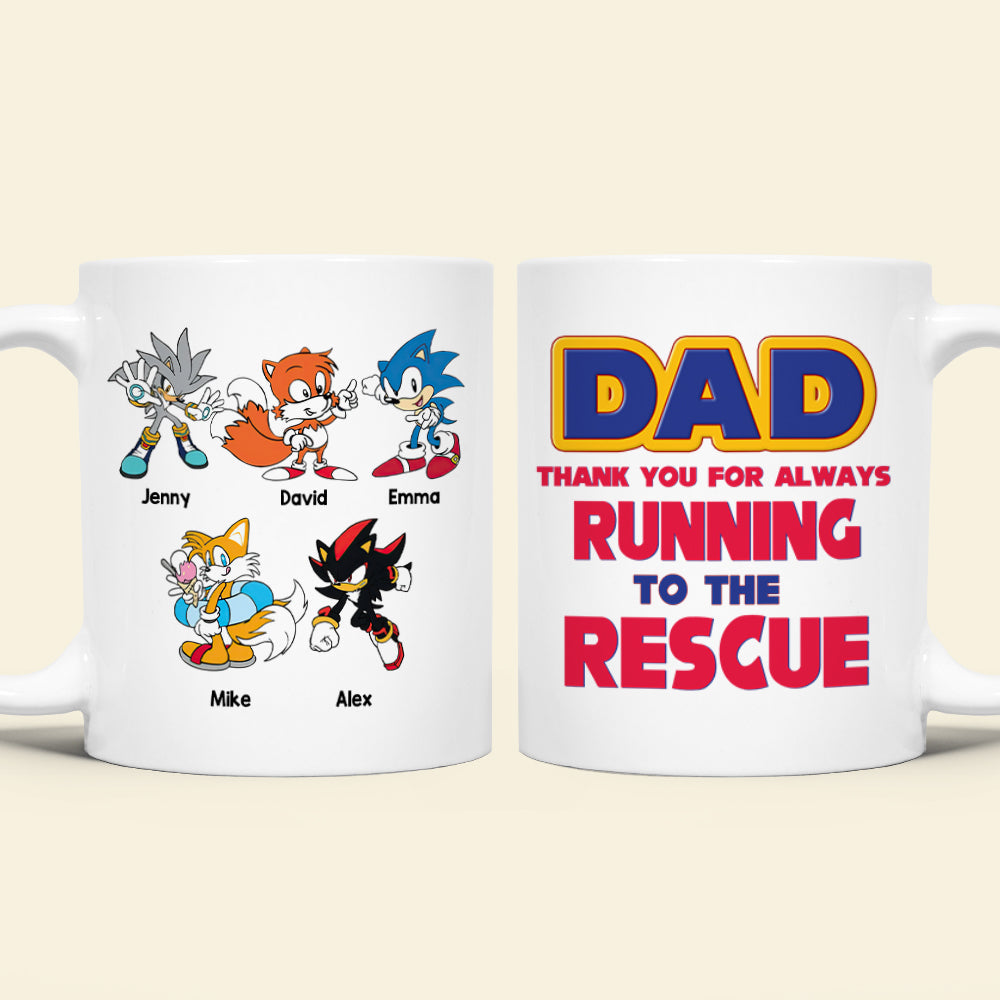 Personalized Superhero Dad Mug - Thank You for Running to the Rescue Coffee Mug PopCulturePrints