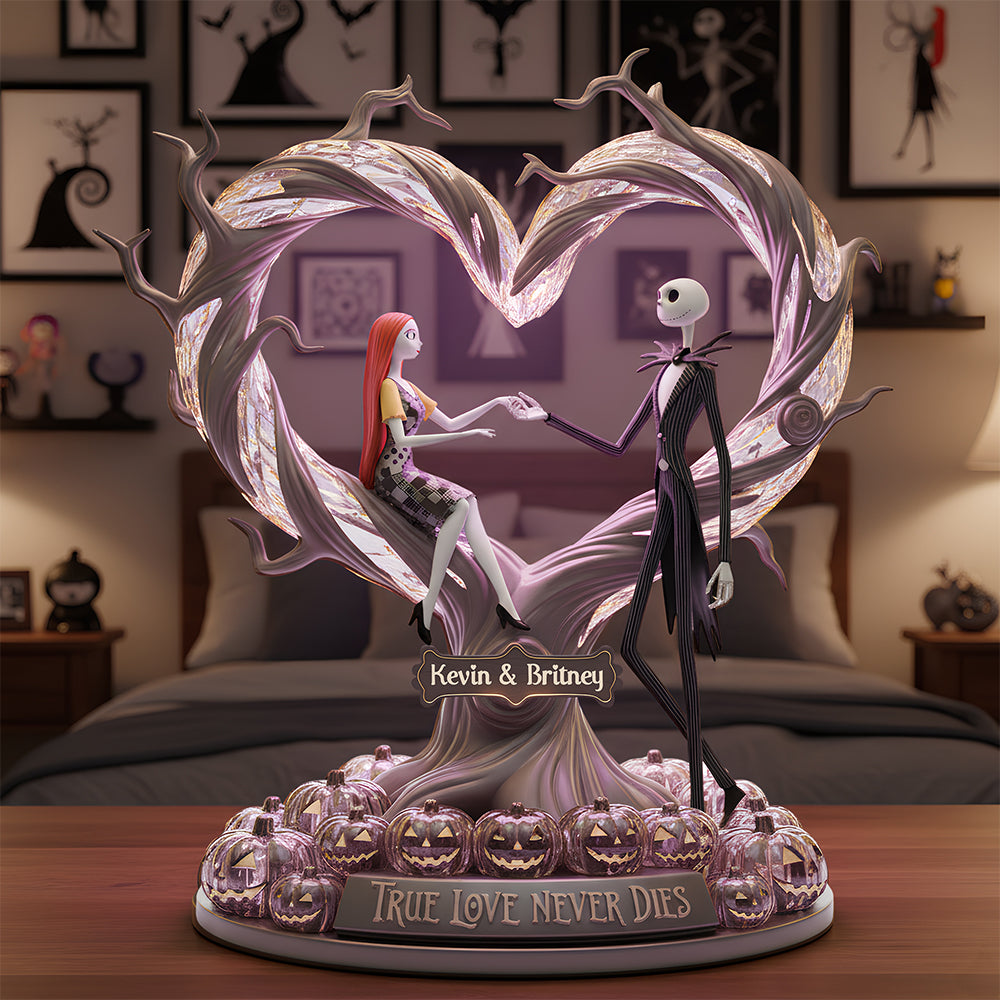 “True Love Never Dies” - Gothic Couple Light Box - Personalized Gift for Couples and Halloween Lovers Light Box PopCulturePrints
