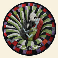 Load image into Gallery viewer, “Embrace the Spooky Side of Love” - Spooky Love Quilted Round Mat - Personalized Gift for Couples Doormat PopCulturePrints
