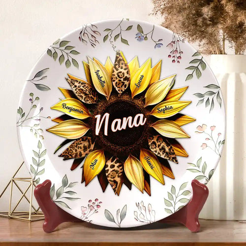“A Loving Touch for Nana” - Personalized Ceramic Plate for Mom, Grandma, and Auntie Ceramic Plate PopCulturePrints