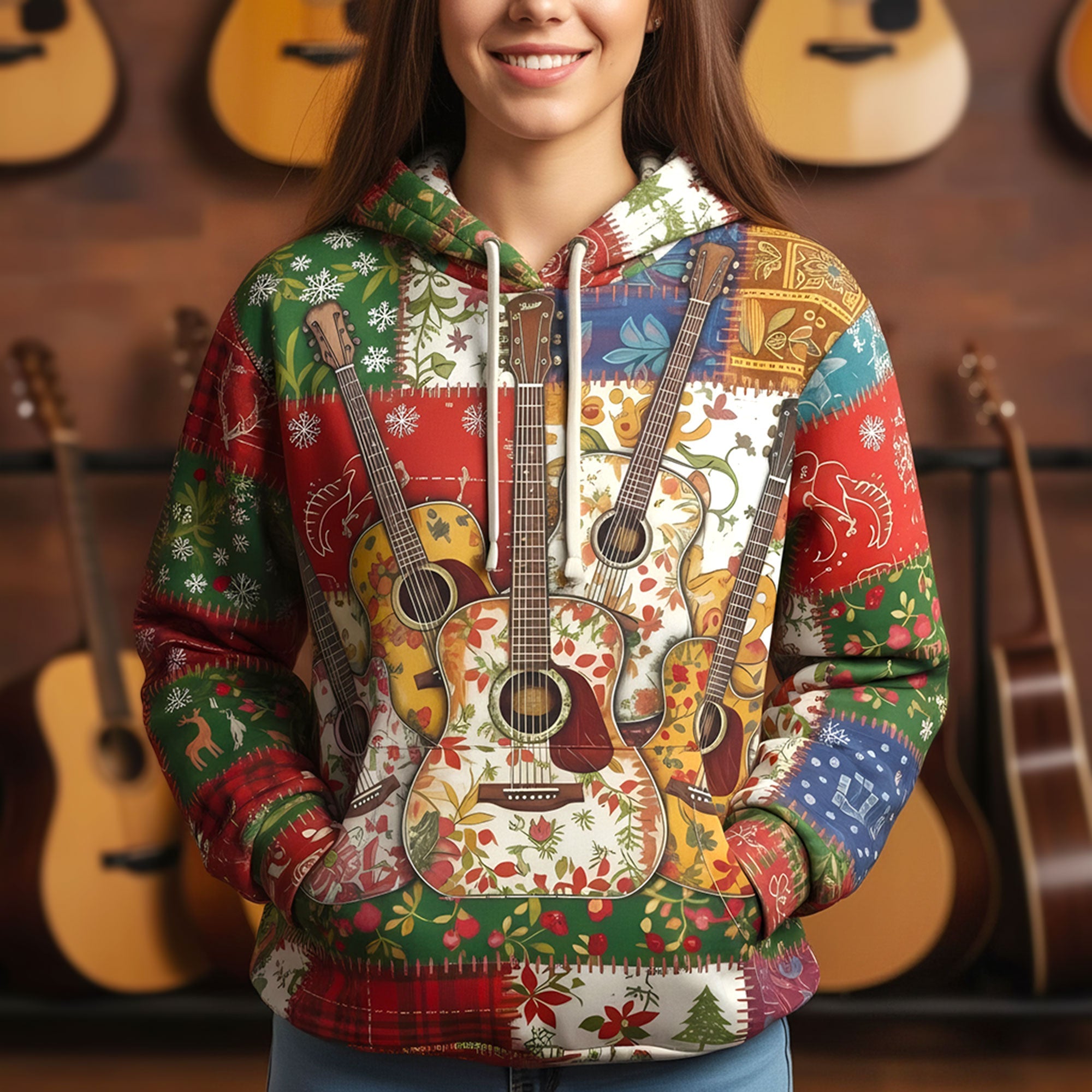 Strum Your Style: Personalized 3D Guitar Hoodie - Custom Gifts for Music Lovers AOP Products PopCulturePrints