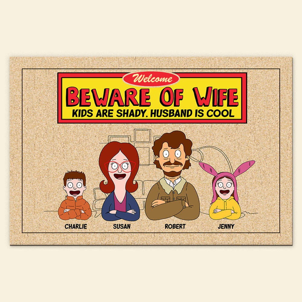Welcome Home! 'Beware of Wife' Doormat - Personalized Gift for Family & Friends Doormat PopCulturePrints