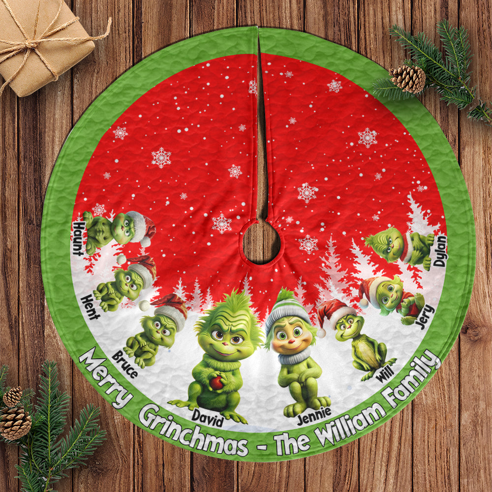 Custom Family 'Merry Grinchmas' Quilted Tree Skirt