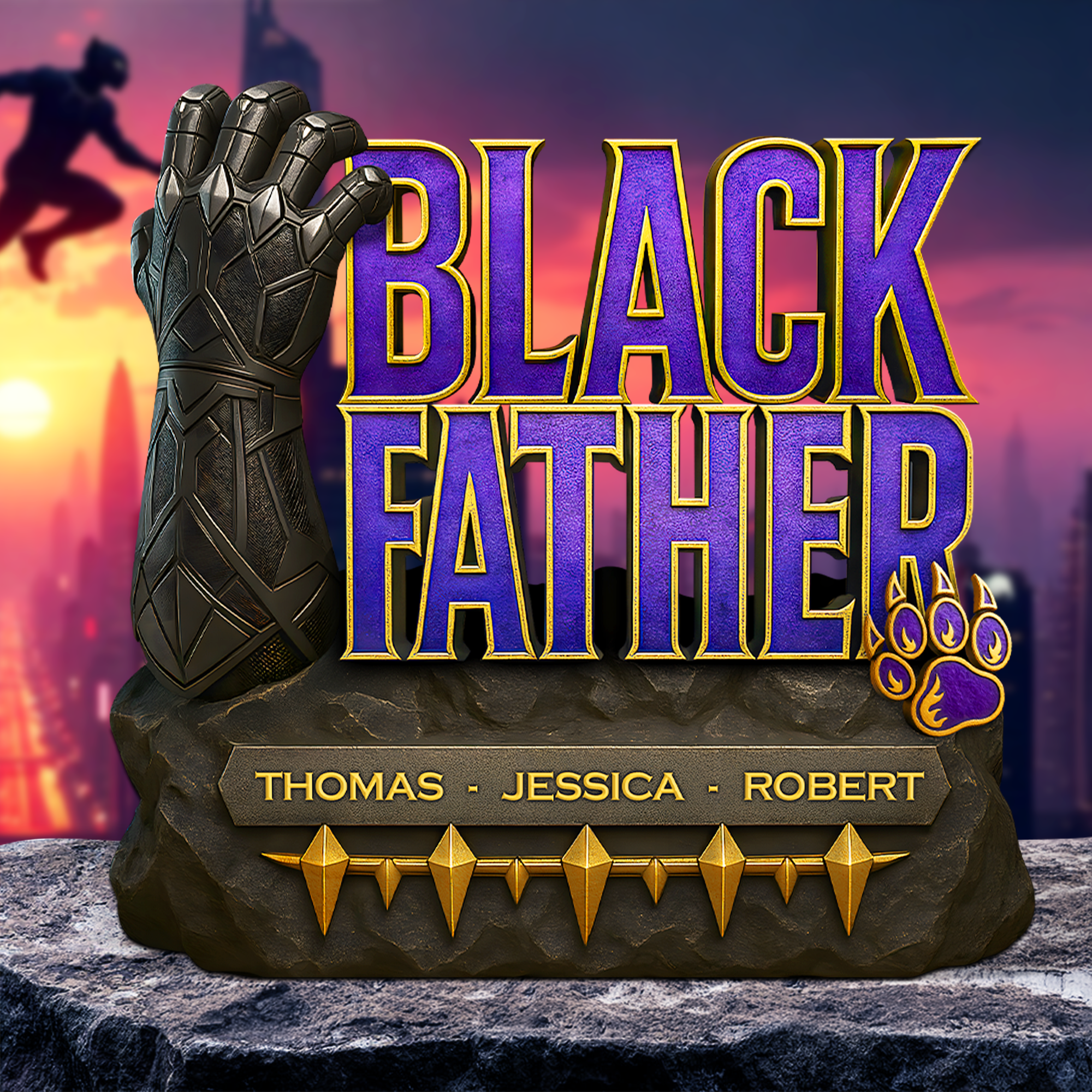 “A Father's Strength and Guidance” - Black Father Plaque - Personalized Gift for Dad, Grandpa & More Shaped Plaques PopCulturePrints