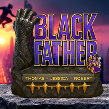 Load image into Gallery viewer, “A Father&#39;s Strength and Guidance” - Black Father Plaque - Personalized Gift for Dad, Grandpa &amp; More Shaped Plaques PopCulturePrints
