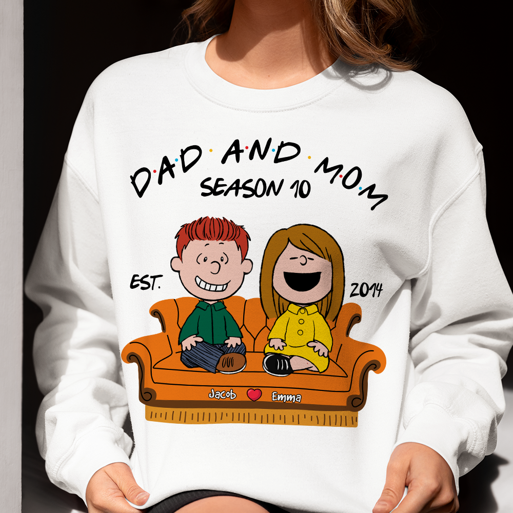 Personalized Couple Sweatshirt - Dad and Mom Season 10 Shirts PopCulturePrints