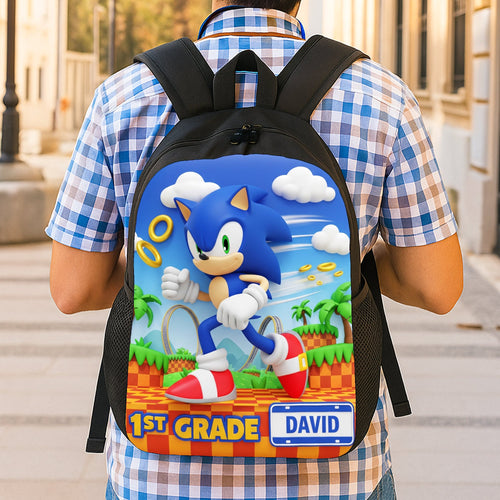 “Speed into Adventure!” Personalized Power Up Characters School Bag for Kids - Ideal Custom Gift for Birthdays and Back to School Backpack PopCulturePrints