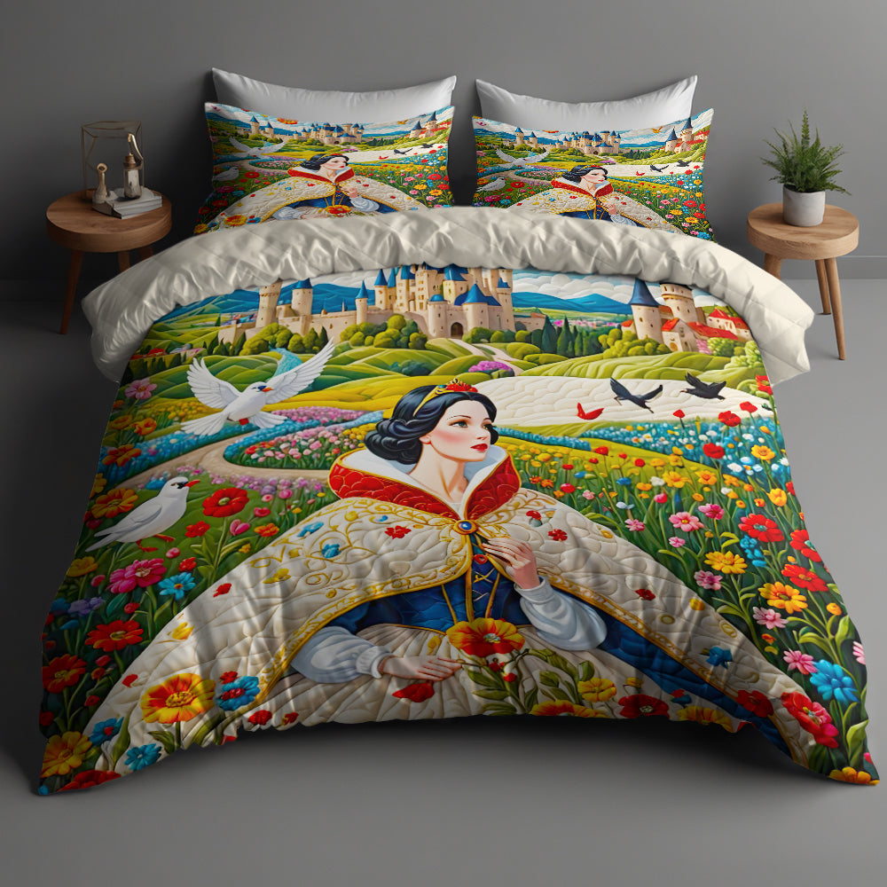 Fantasy Princess Quilt Bed Set - Dreamy Snow White Design Blanket PopCulturePrints