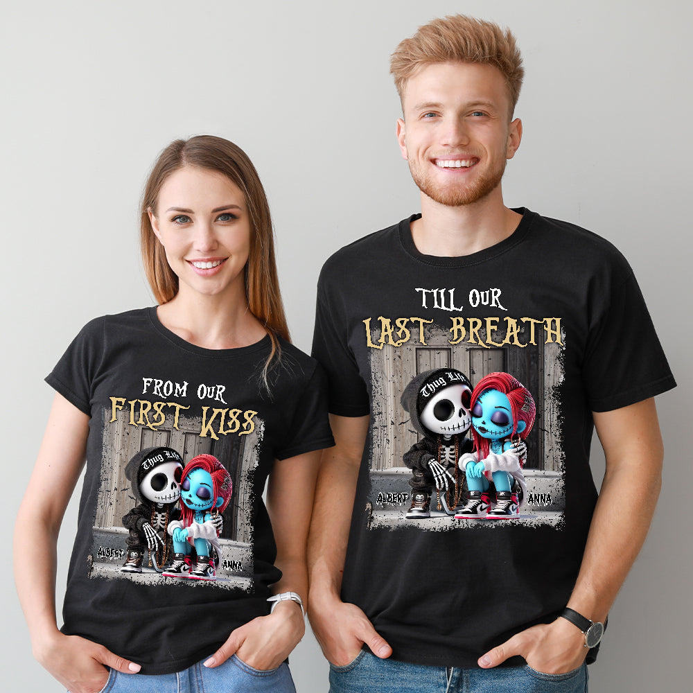 Customizable Couples Shirt - From Our First Kiss Till Our Last Breath | Valentine's Day Gifts Shirts PopCulturePrints