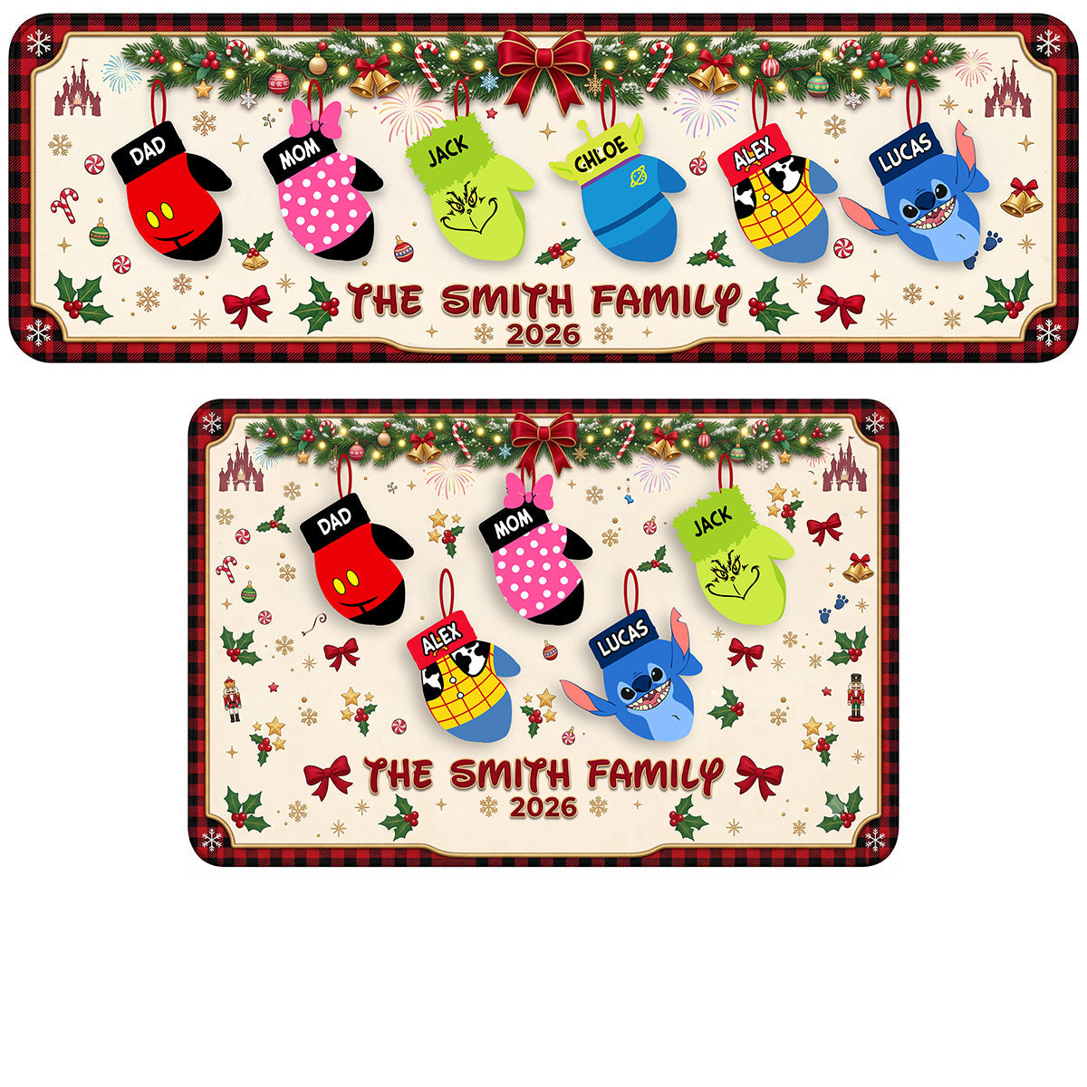 Christmas Glove Family Runner Rug - Personalized Gifts For Family Runner Rug 02NADT260826 Doormat PopCulturePrints
