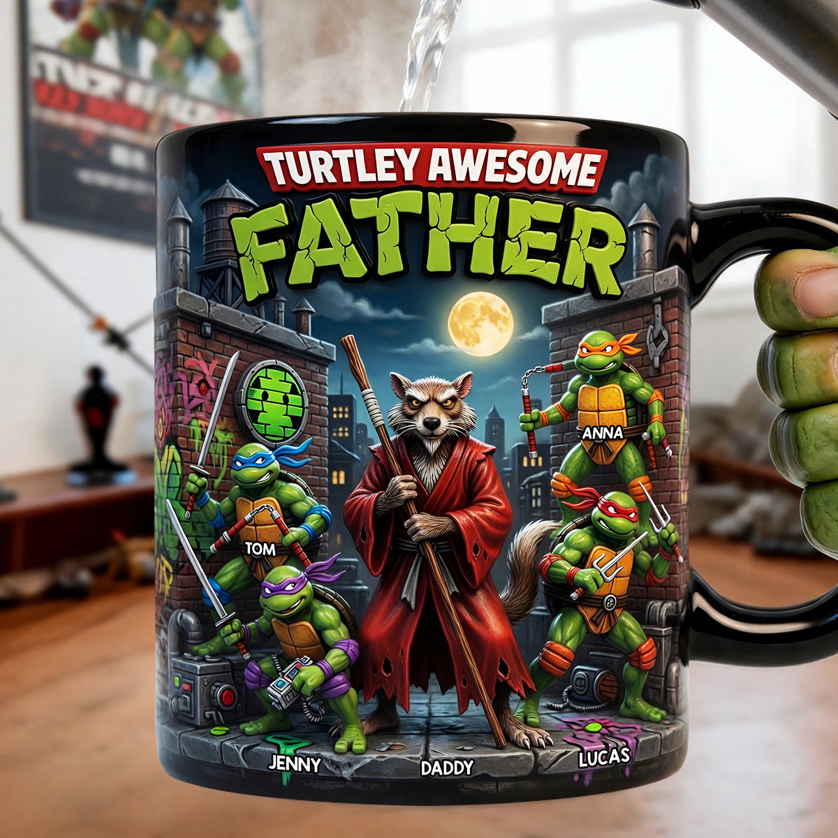 Turtley Awesome Father Magic Ceramic Mug - Personalized Gift for Dad Coffee Mug PopCulturePrints