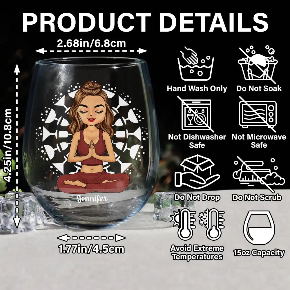 Yoga Class? Pour A Glass - Personalized Stemless Wine Glass Wine Glass PopCulturePrints