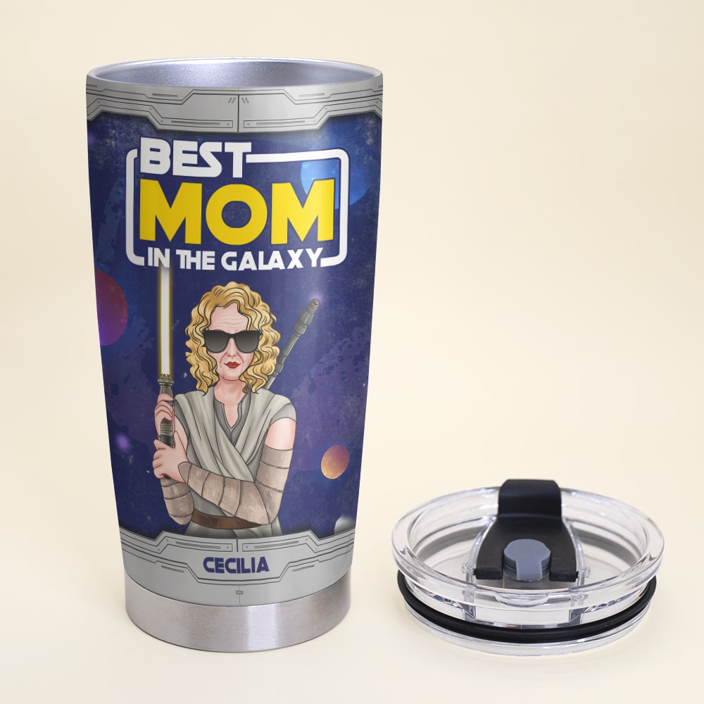 Best Mom In The Galaxy Personalized Tumbler - Star-Themed Gift for Mom Tumbler Cup PopCulturePrints