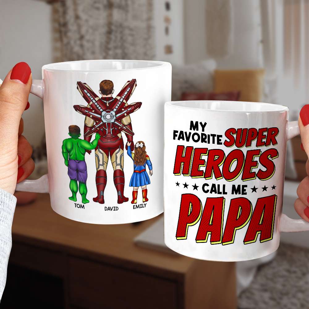 Personalized Superhero Mug for Dad - Custom Gift Coffee Mug PopCulturePrints