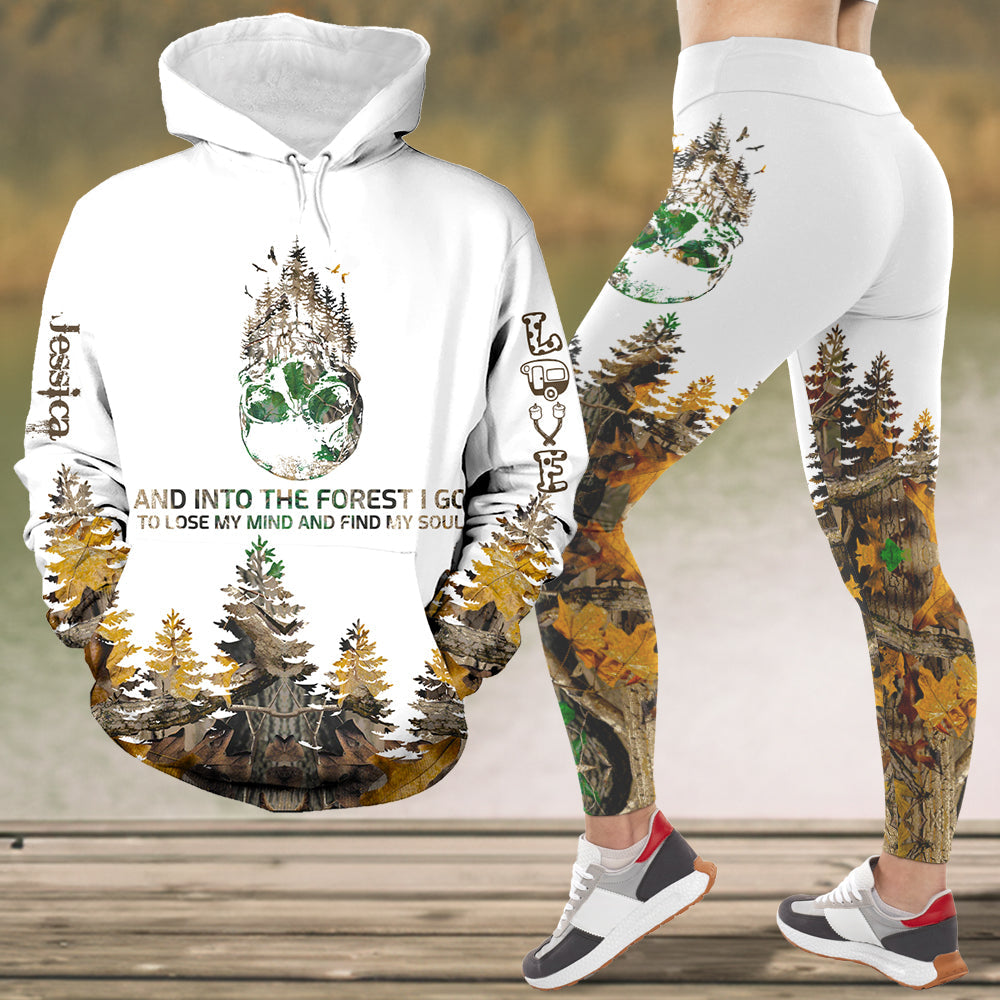 Custom Camping Girl Hoodie & Leggings Set - Forest Adventure Design