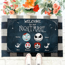 Load image into Gallery viewer, Personalized Welcome to Our Nightmare Family Doormat Doormat PopCulturePrints
