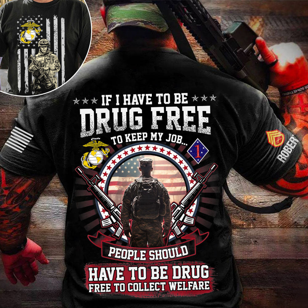 Patriotic Military Sweatshirt - Drug Free Message Design