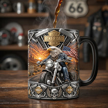 Load image into Gallery viewer, "Best Biker Dad Ever" - Personalized Bald Eagle Dad On Motorcycle Magic Mug - Gift for Dads, Grandpas, and Bikers Coffee Mug PopCulturePrints
