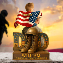 Load image into Gallery viewer, &quot;A Veteran Dad: The Legend That Inspires&quot; - Personalized Veteran Dad Plaque - Unique Gift for Fathers, Grandpas, and Heroes Shaped Plaques PopCulturePrints
