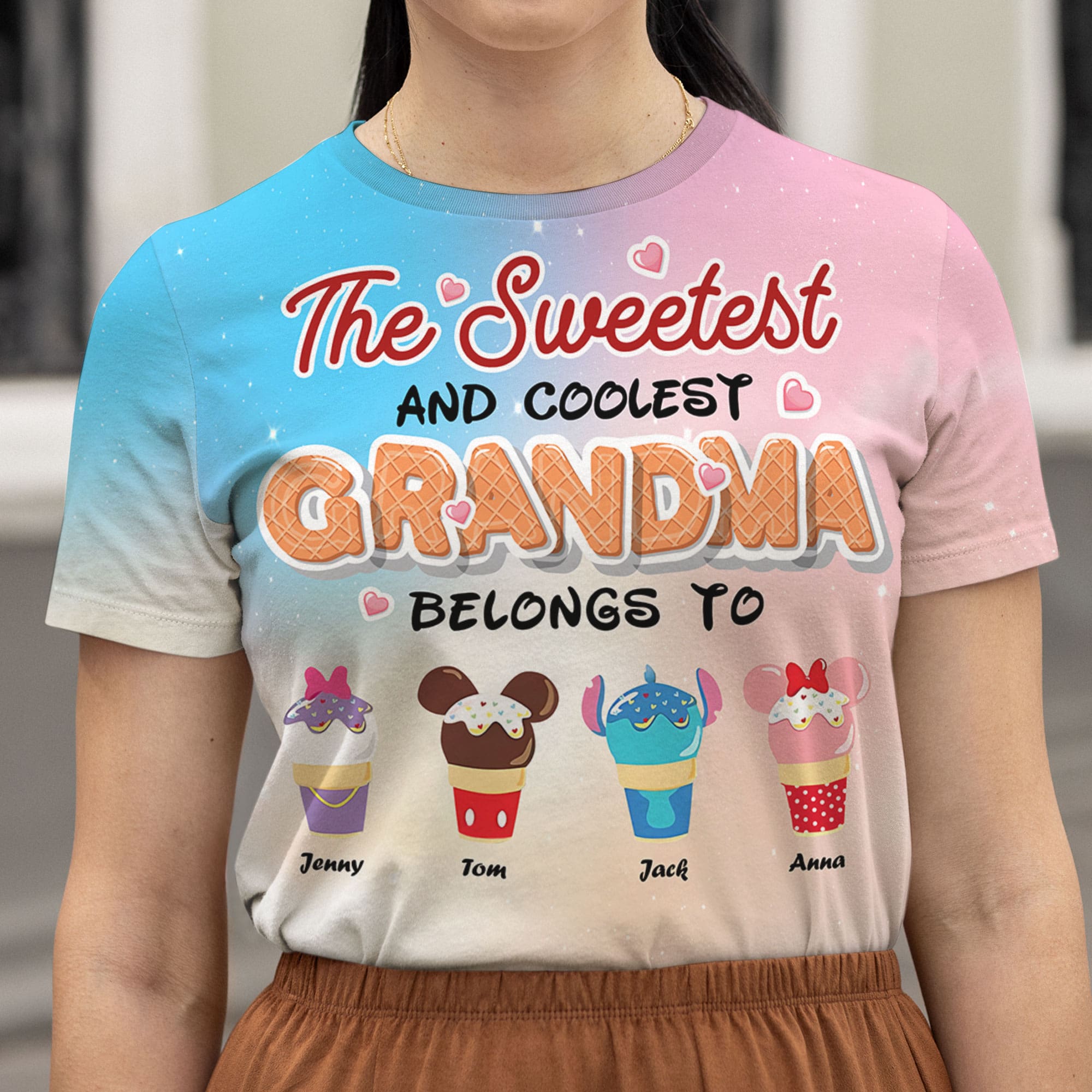 Personalized The Sweetest Grandma 3D Shirt - Custom Names