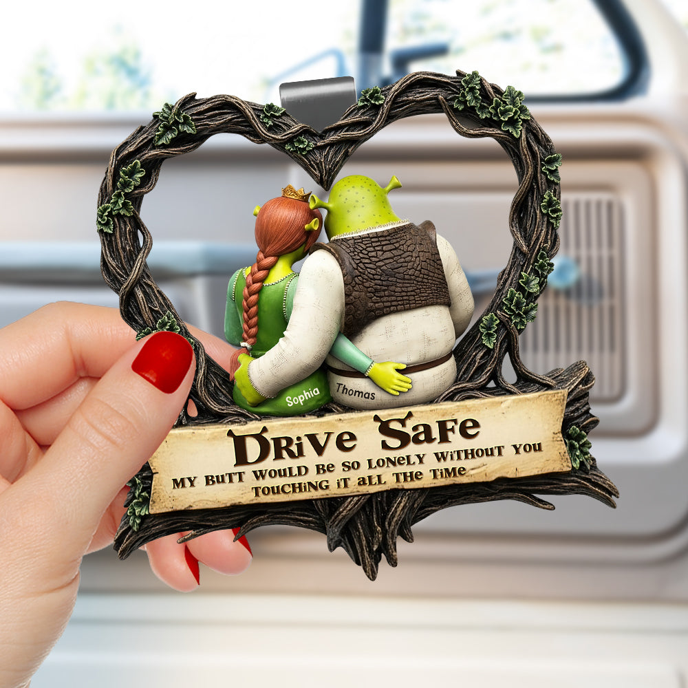 Drive Safe, My Butt Would Be So Lonely Without You - Naughty Green Couple Car Visor Clip Car Visor Clip PopCulturePrints