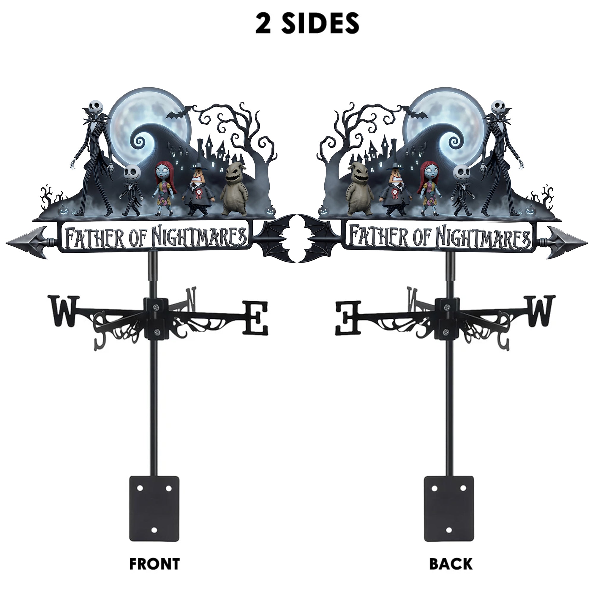 "Bring the Spooky Spirit Home!" - Personalized Spooky Father and Kids Metal Weather Vane - Unique Gift for Dad, Grandpa, and More Metal Signs PopCulturePrints