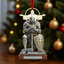 Load image into Gallery viewer, &quot;Honor Your Faith, Celebrate the Season&quot; - Faithful Knight Christmas Ornament - Personalized Gift for Christians, Ideal for Friends and Family Ornament PopCulturePrints
