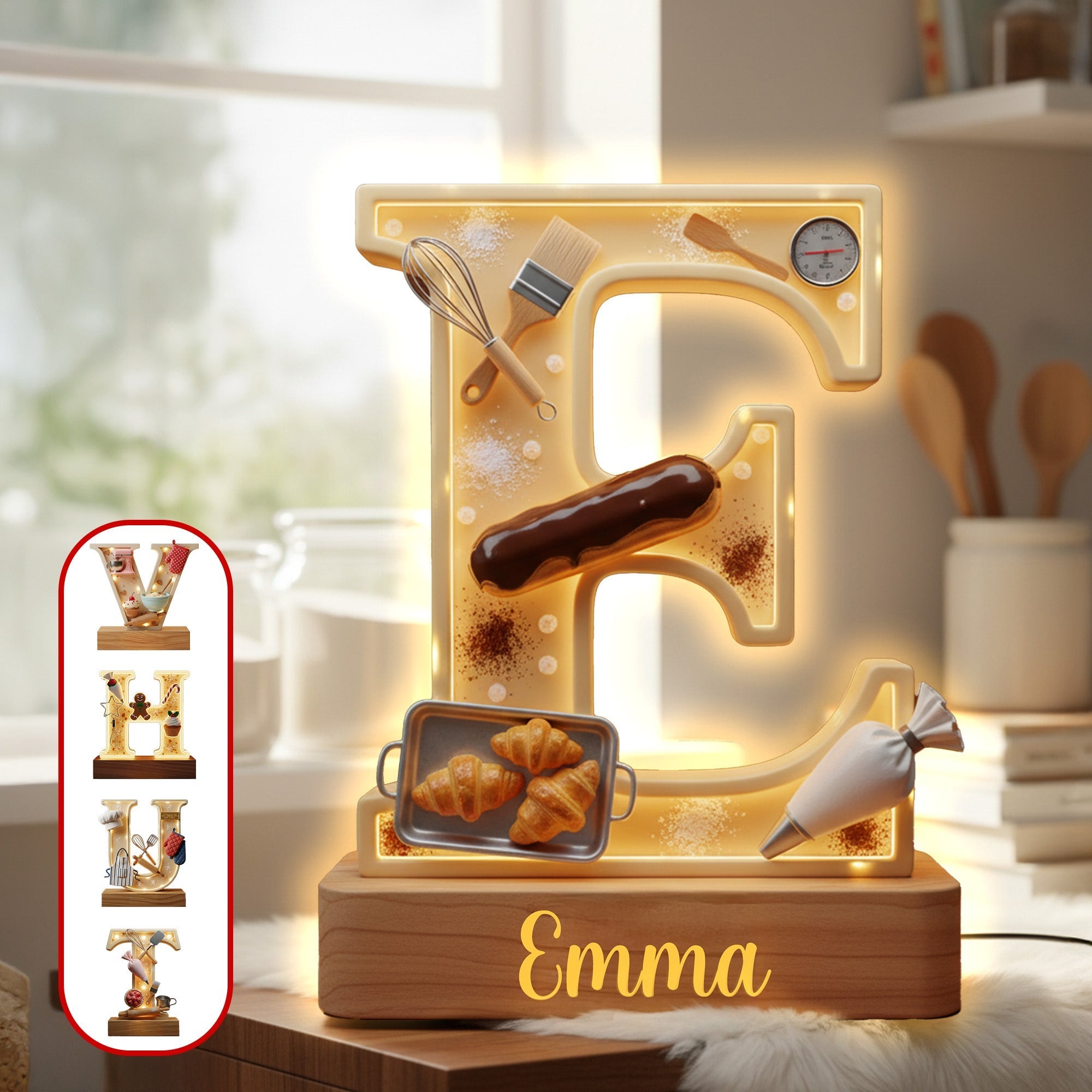 Light Up Their Passion: Sweet Bakery Alphabet Letter Light Box - Personalized Gift for Bakers Light Box PopCulturePrints