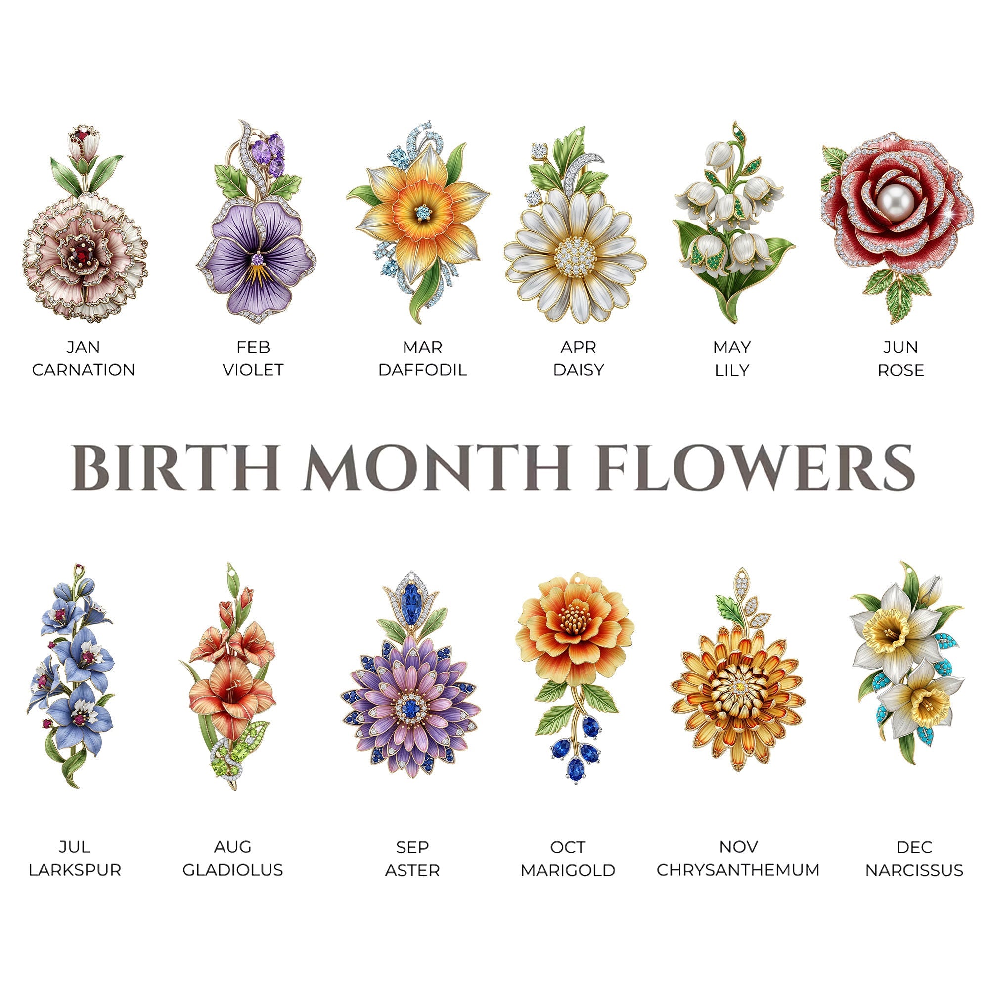 Illuminate Your Spirit with Personalized Birth Month Flower Earrings - A Unique Gift for Her Earrings PopCulturePrints