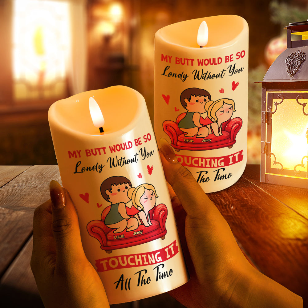 Personalized Funny LED Candle for Couples - Touching All The Time Led Candle PopCulturePrints